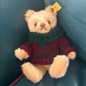 Steiff Holiday Teddy Bear with Red and Green Sweater